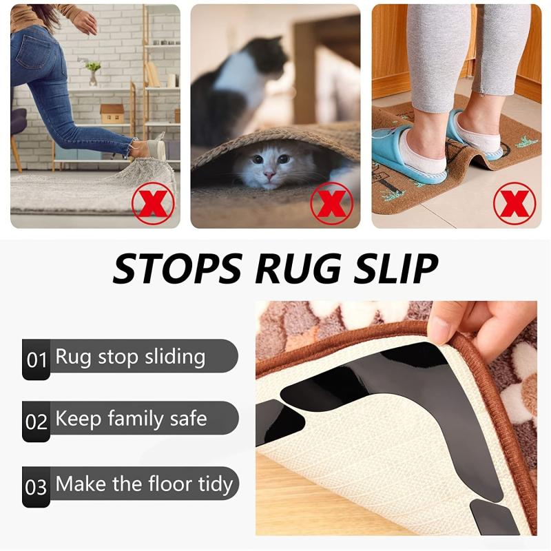 12pcs Rug Gripper Non Slip Rug Pads - Reusable Anti Curling Rug Gripper