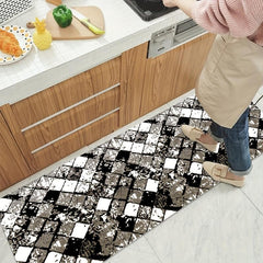 Geometric Anti-fatigue Kitchen Mat Non-slip Polyester Carpet Foam Mat