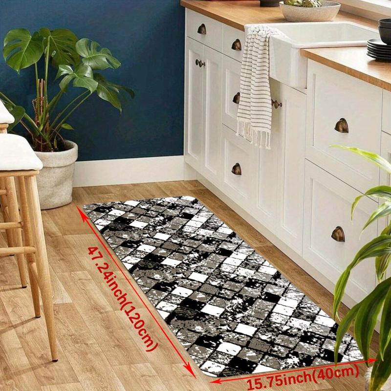 Geometric Anti-fatigue Kitchen Mat Non-slip Polyester Carpet Foam Mat