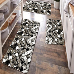 Geometric Anti-fatigue Kitchen Mat Non-slip Polyester Carpet Foam Mat