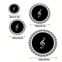 Music Note Print Round Area Rug Non Slip Washable Rug