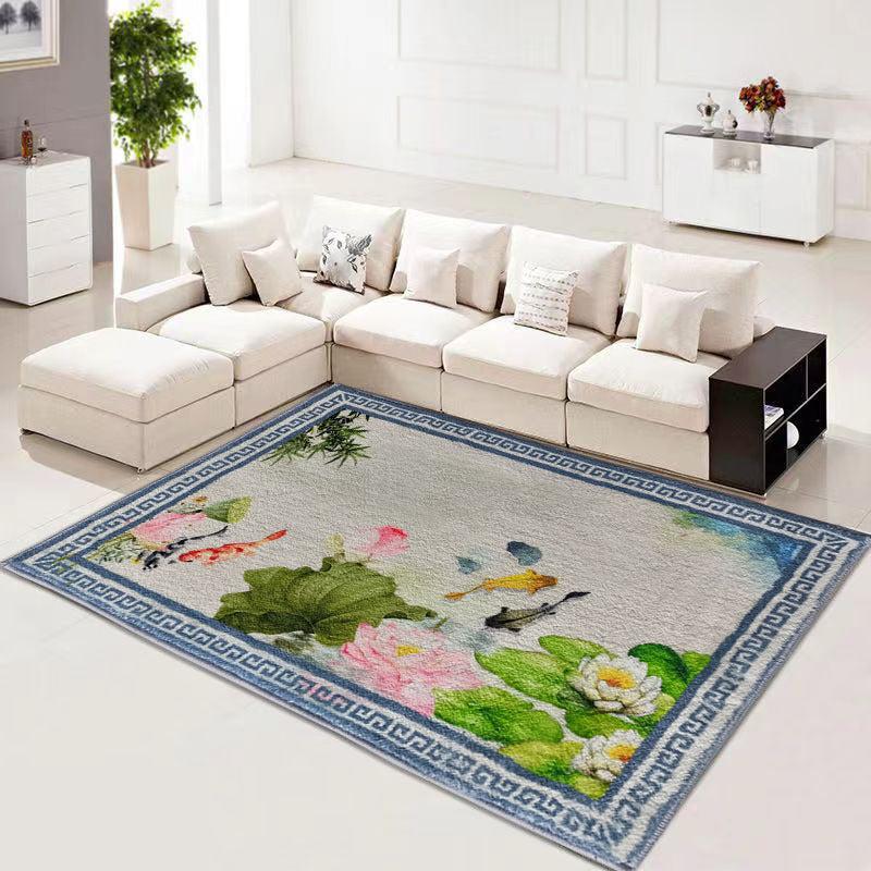 Lotus Pattern Cashmere Carpet, Fashionable Living Room Floor Covering