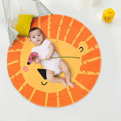 Kids Lion Round Area Rug Soft Plush Mat