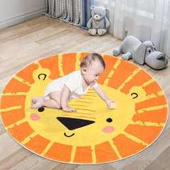 Kids Lion Round Area Rug Soft Plush Mat