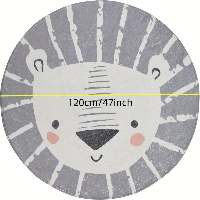 Kids Lion Round Area Rug Soft Plush Mat