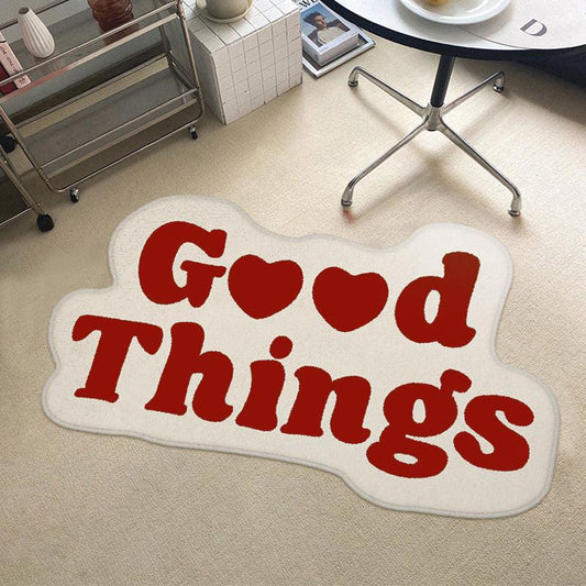Letter Graphic Rug Geometric Non-slip Floor Mat for Living Room and Bedroom