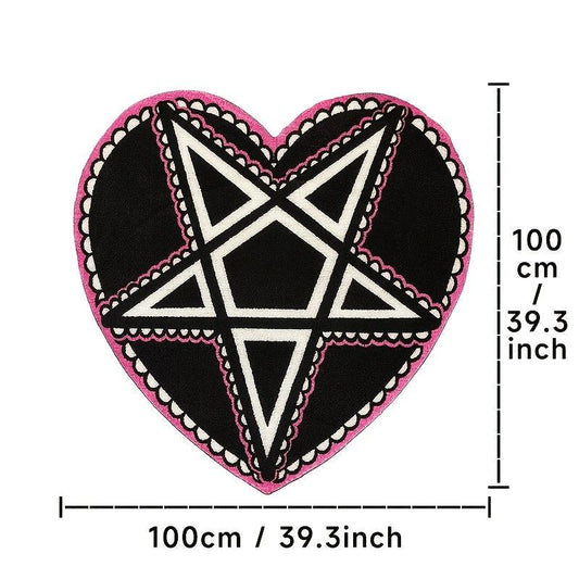 Pink Pentagram Heart Rug for Home Decor
