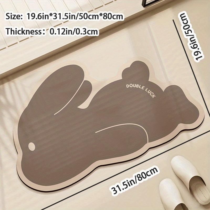 Running Rabbit Non Slip Bath Mat for Easter and Year Round Bathroom Decor