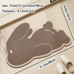 Running Rabbit Non Slip Bath Mat for Easter and Year Round Bathroom Decor