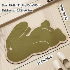 Running Rabbit Non Slip Bath Mat for Easter and Year Round Bathroom Decor