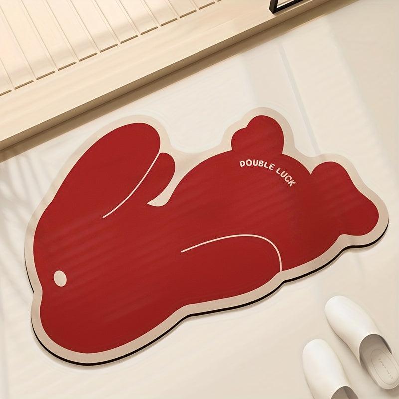 Running Rabbit Non Slip Bath Mat for Easter and Year Round Bathroom Decor