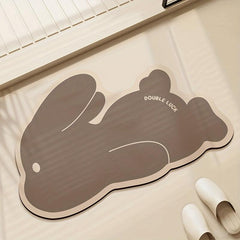 Running Rabbit Non Slip Bath Mat for Easter and Year Round Bathroom Decor
