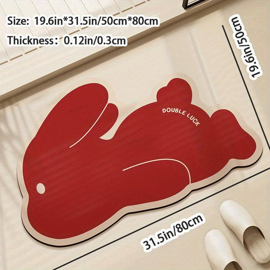 Running Rabbit Non Slip Bath Mat for Easter and Year Round Bathroom Decor
