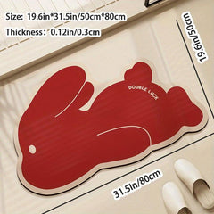 Running Rabbit Non Slip Bath Mat for Easter and Year Round Bathroom Decor