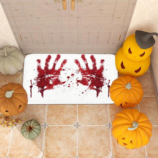 Halloween Bath Mat Bloody Handprint Gag Gift Non Slip Rug