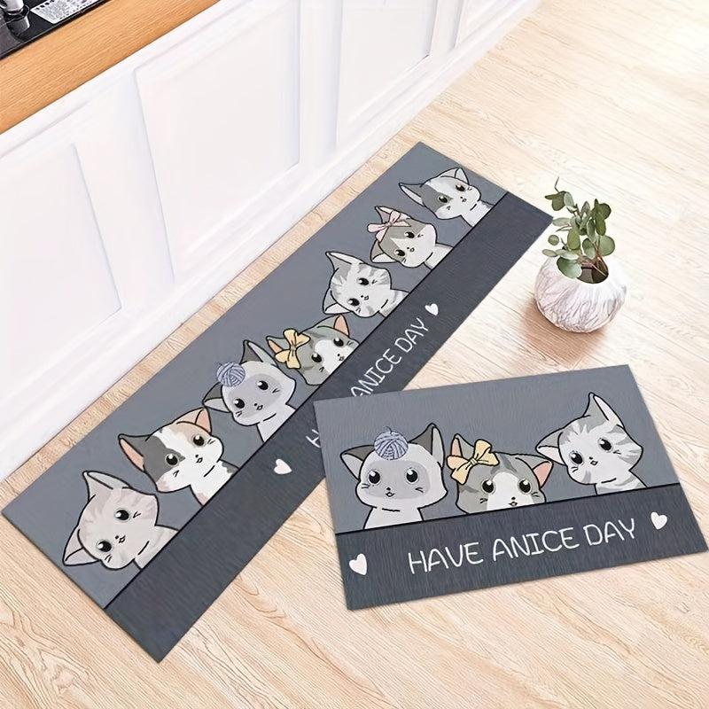 Absorbent Non-Slip Kitchen Floor Mat - Washable Stain Proof
