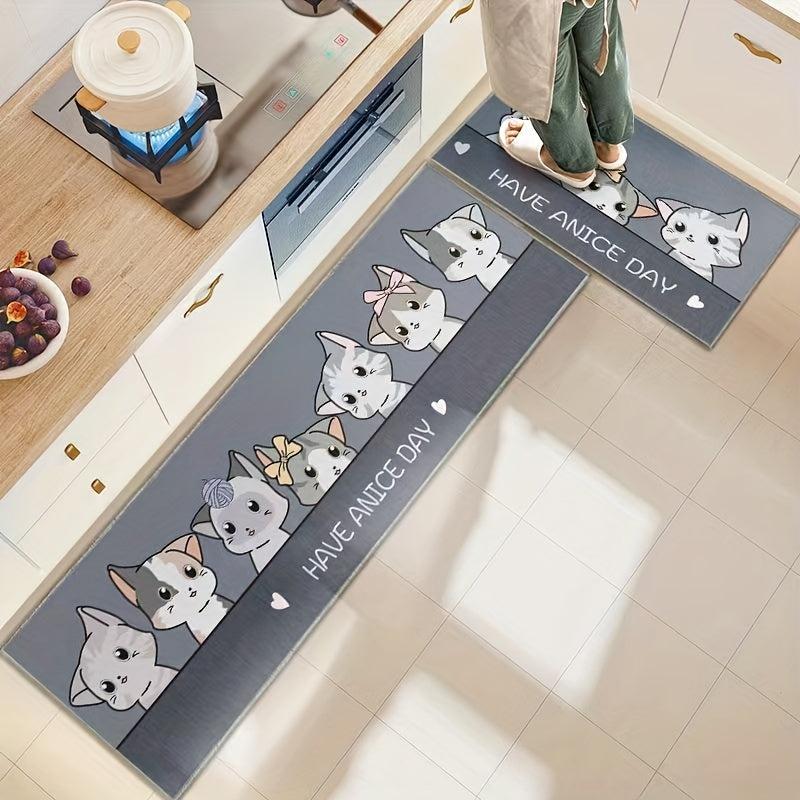 Absorbent Non-Slip Kitchen Floor Mat - Washable Stain Proof