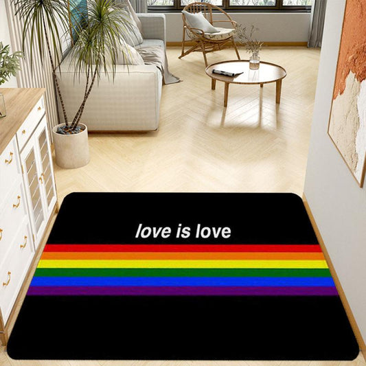 Rainbow Love Printed Area Rug Soft Flannel Floor Mat Non Slip Thickened