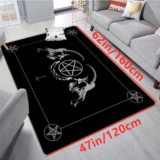 Dark Satan Pentagram Print Area Rug Halloween Gothic Decorate Mat