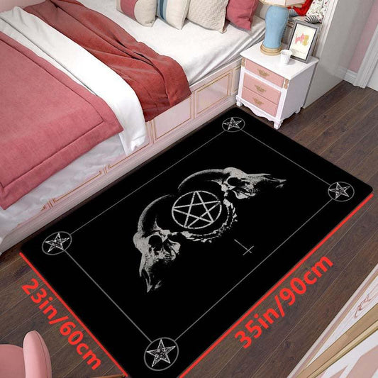 Dark Satan Pentagram Print Area Rug Halloween Gothic Decorate Mat