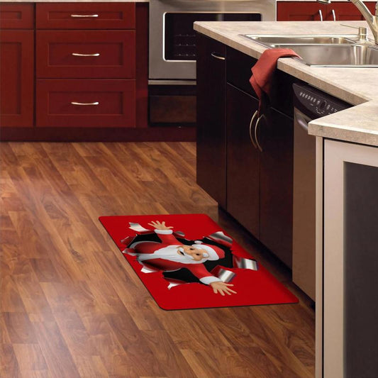 1pc Santa Claus 3D Print Funny Entrance Door Mats Non Slip Rubber Kitchen Carpet
