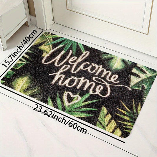 Green Leaves Welcome Home Bathroom Rug Kitchen Floor Mat