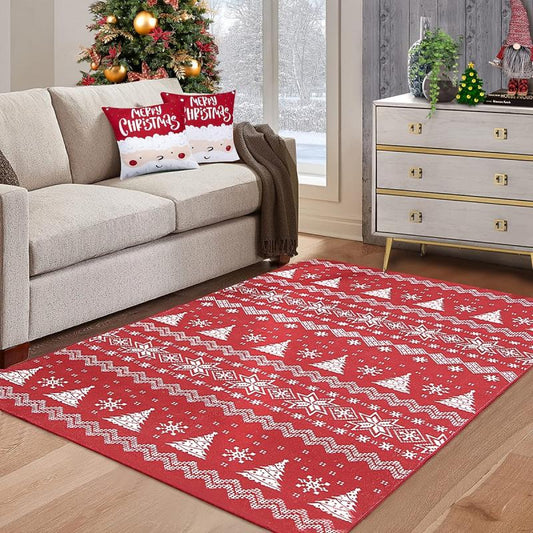 Boho Christmas Tree Snowflake Rug