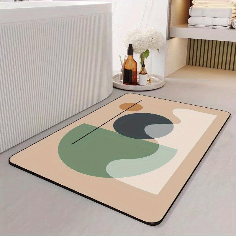 Geometric Pattern Bath Rug Absorbent Non-slip Mat