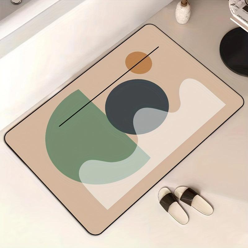 Geometric Pattern Bath Rug Absorbent Non-slip Mat