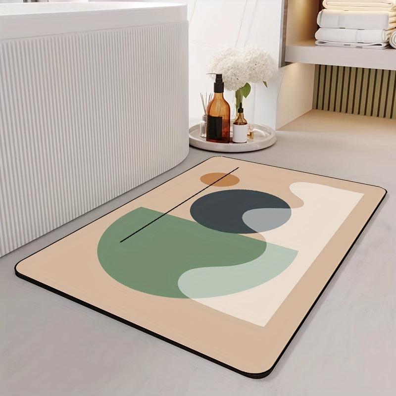 Geometric Pattern Bath Rug Absorbent Non-slip Mat