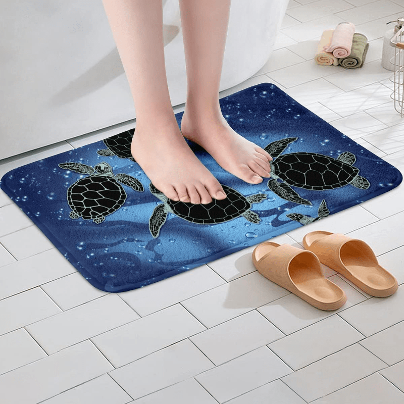 Nautical Marine Animal Rug Thickened Floor Mat Navy Sea Turtle Home Decor