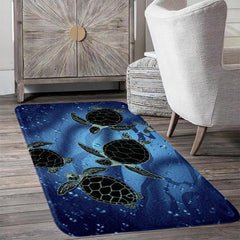 Nautical Marine Animal Rug Thickened Floor Mat Navy Sea Turtle Home Decor