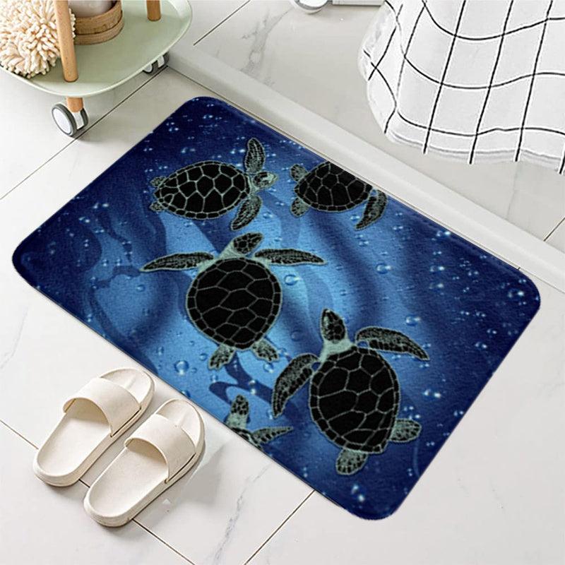 Nautical Marine Animal Rug Thickened Floor Mat Navy Sea Turtle Home Decor