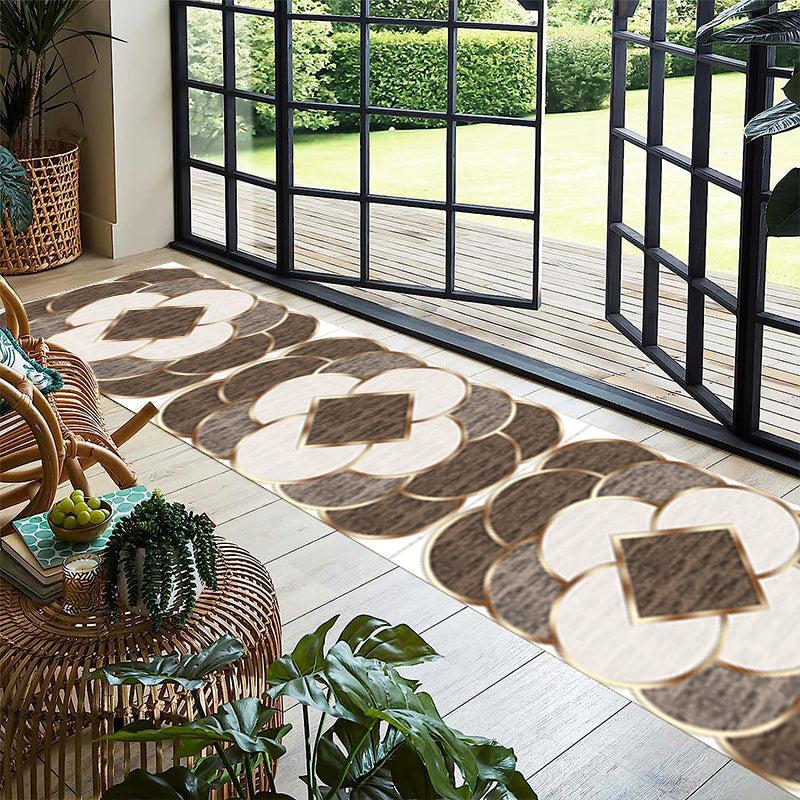 Golden Circular Pattern Geometric Non-slip Carpet