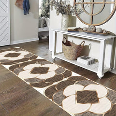 Golden Circular Pattern Geometric Non-slip Carpet