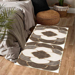 Golden Circular Pattern Geometric Non-slip Carpet