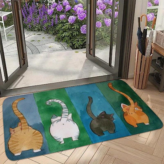 Cat Tail Bedroom Area Rug Non Slip Absorbent Doormats