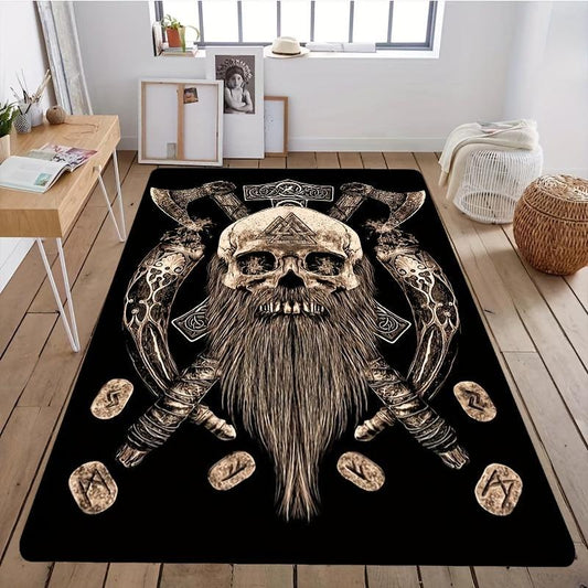 Retro Viking Anti Slip Indoor Area Carpet Large Living Room Bedroom Game Room