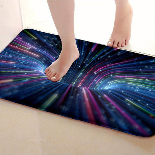 Colorful Neon Rays 3D Abstract Area Rug Non Slip Floor Mat