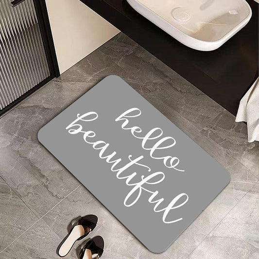 Letters Pattern Floor Mat Diatom Mud Material Bath Rug Absorbent Non-slip