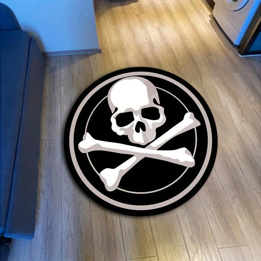 Halloween Skull Round Rug Plush Living Room Decoration Soft Carpet Non slip Rug
