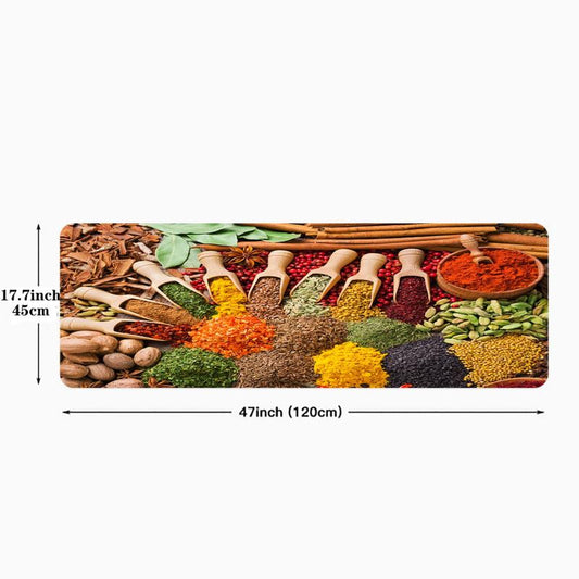 Vintage Boho Anti-Fatigue Kitchen Seasoning Pattern Carpet Mat