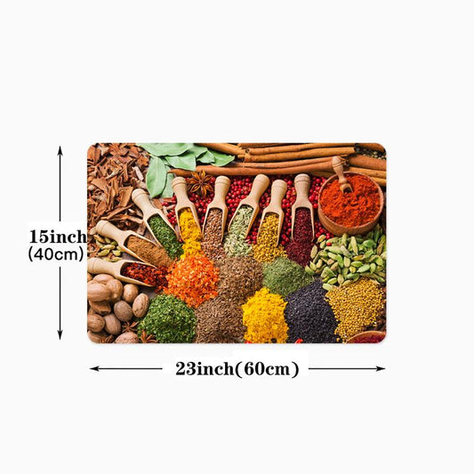 Vintage Boho Anti-Fatigue Kitchen Seasoning Pattern Carpet Mat