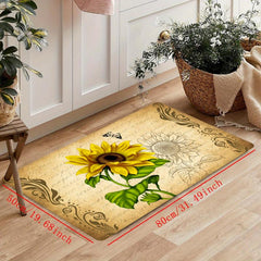 Retro Sunflower Mat Lace Kitchen Strip Floor Carpet Non Slip