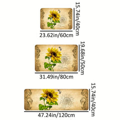 Retro Sunflower Mat Lace Kitchen Strip Floor Carpet Non Slip