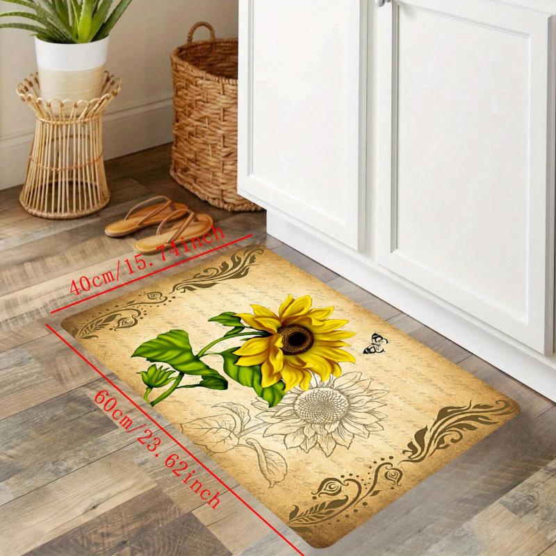 Retro Sunflower Mat Lace Kitchen Strip Floor Carpet Non Slip