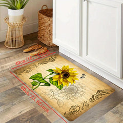 Retro Sunflower Mat Lace Kitchen Strip Floor Carpet Non Slip