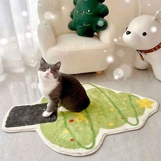 Christmas Tree Pattern Decorative Carpet Soft Fluffy Carpet