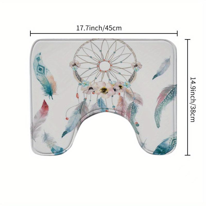 Feather Bathroom Non-slip Mat Toilet Cover Toilet Rug Set