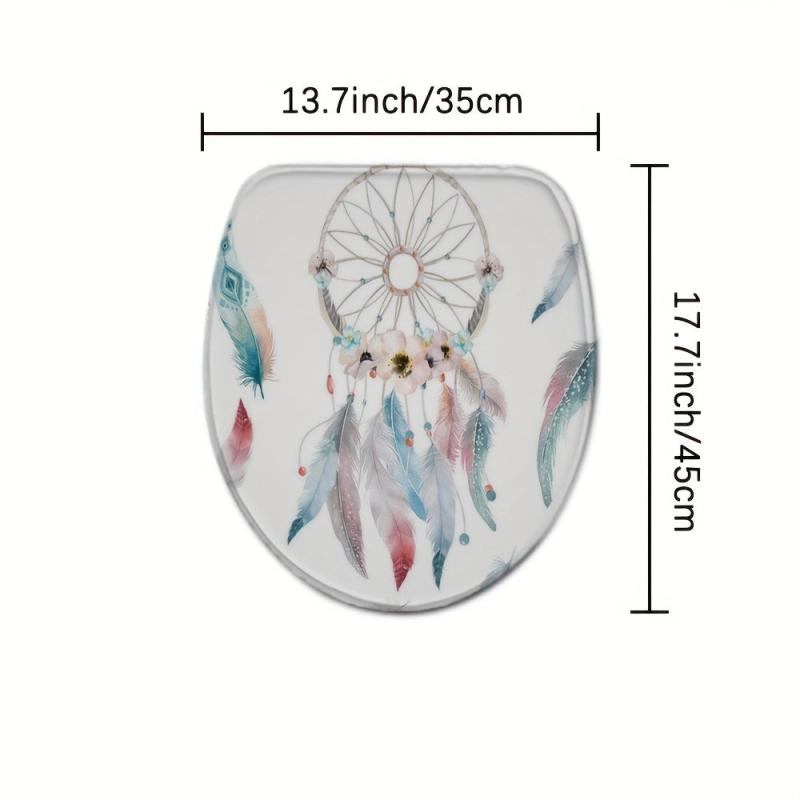 Feather Bathroom Non-slip Mat Toilet Cover Toilet Rug Set